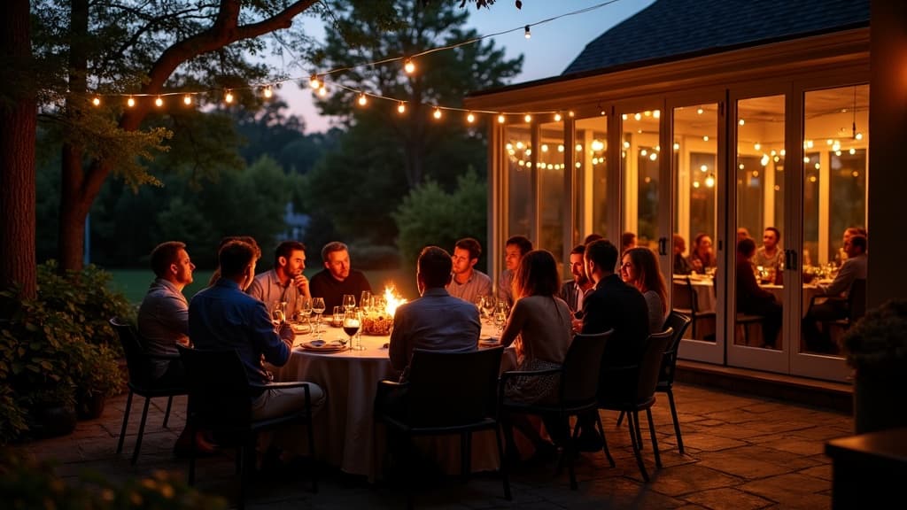 Evening entertaining in a four-season sunroom on Long Island