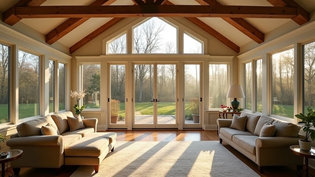 Four-season sunroom on a Long Island colonial home